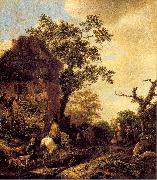 Ostade, Isaack Jansz. van The Outskirts of a Village with a Horseman china oil painting artist